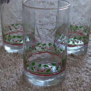 VTG 1980s Arby’s 1984 Christmas Collection Glasses Set of 6 Holly Berry Libbey